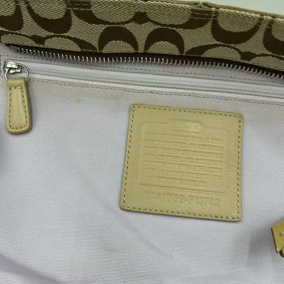 COACH Soho Y2K Shoulder Handbag Pleated Signature Canvas Leather Trim F13742 - Picture 16 of 16